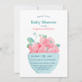 Baby shower uitnodiging met leuke aardbeien (Voorkant)