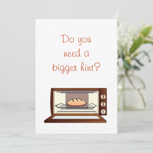 baby shower Uitnodiging met mannetje in de oven (Staand voorkant)