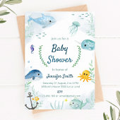 Baby shower uitnodiging met onder het thema zee