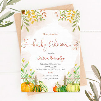 Baby shower-uitnodiging met pompoenen kaart