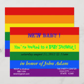 Baby shower Uitnodiging met Regenboogvlag (Voorkant / Achterkant)