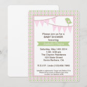 baby shower Uitnodiging met roze Bunting Banner (Voorkant / Achterkant)