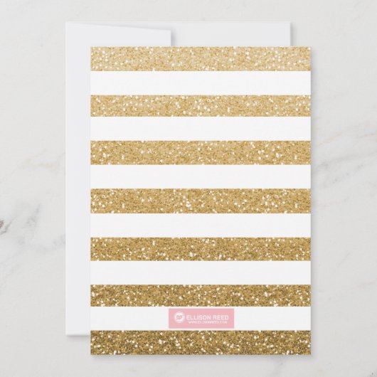 baby shower Uitnodiging met roze en gouden glitter (Achterkant)