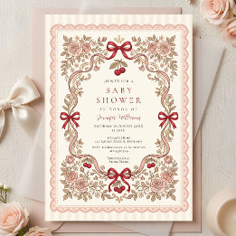 Baby Shower Uitnodiging met Rozen en Strikken
