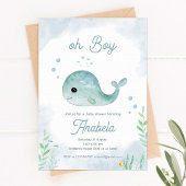 Baby shower-uitnodiging met schattige baby walvis kaart