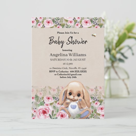 Baby shower Uitnodiging met Schattige Ontwerp (Staand voorkant)