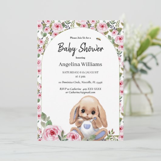 Baby shower Uitnodiging met Schattige Ontwerp (Staand voorkant)