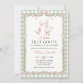 Baby Shower Uitnodiging met Strik Gingham Domme Ga (Voorkant)