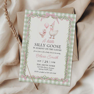 Baby Shower Uitnodiging met Strik Gingham Domme Ga