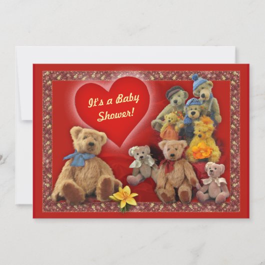 Baby shower Uitnodiging met Teddy Bears (Voorkant)