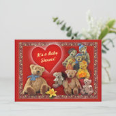 Baby shower Uitnodiging met Teddy Bears (Staand voorkant)