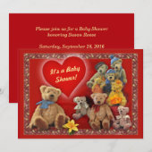 Baby shower Uitnodiging met Teddy Bears (Voorkant / Achterkant)