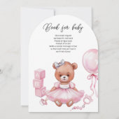 Baby shower uitnodiging met teddybeer. (Achterkant)