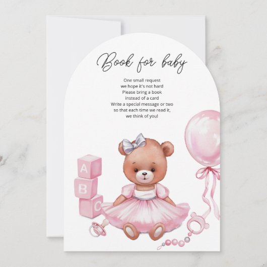 Baby shower uitnodiging met teddybeer. (Achterkant)