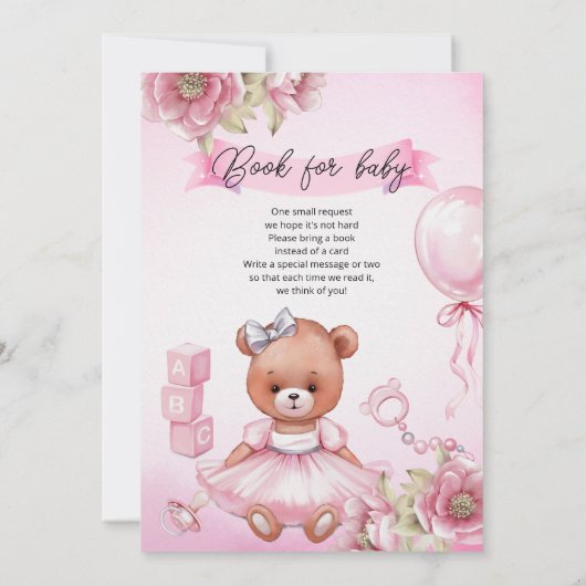 Baby shower uitnodiging met teddybeer. (Achterkant)