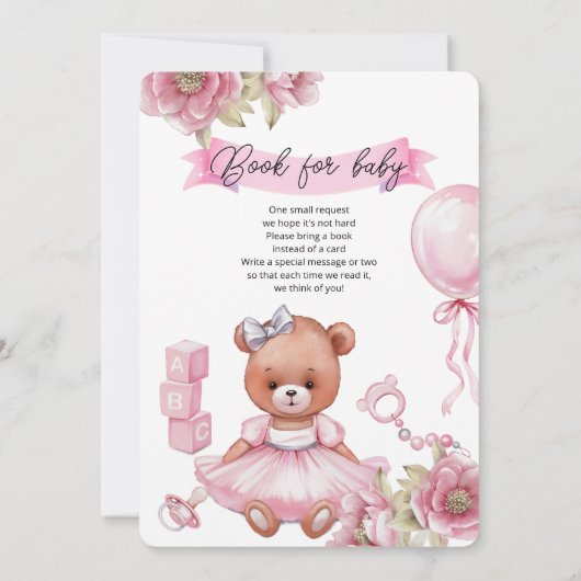 Baby shower uitnodiging met teddybeer. (Achterkant)