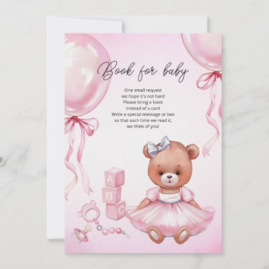 Baby shower uitnodiging met teddybeer. (Achterkant)