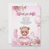 Baby shower uitnodiging met teddybeer. (Achterkant)