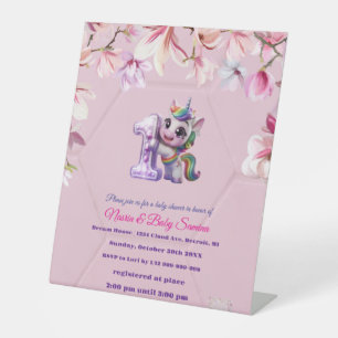 Baby Shower Uitnodiging met Unicorn Thema Reclamebord Met Voetstuk