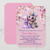 Baby shower Uitnodiging met Unicorn Theme (Voorkant / Achterkant)
