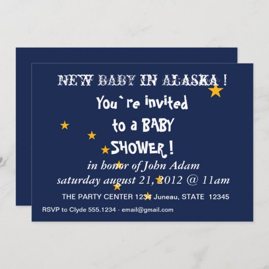 Baby shower Uitnodiging met vlag van Alaska, U.S.A (Voorkant / Achterkant)