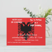Baby shower Uitnodiging met vlag van Albanië (Staand voorkant)