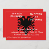 Baby shower Uitnodiging met vlag van Albanië (Voorkant / Achterkant)