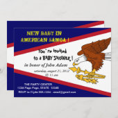Baby shower uitnodiging met vlag van Amerikaans-Sa (Voorkant / Achterkant)