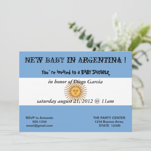 Baby shower Uitnodiging met vlag van Argentinië (Staand voorkant)