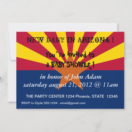 Baby shower Uitnodiging met vlag van Arizona, U.S. (Voorkant)