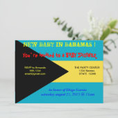 Baby shower Uitnodiging met vlag van Bahama's (Staand voorkant)