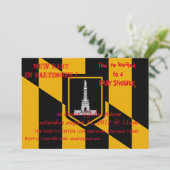 Baby shower Uitnodiging met vlag van Baltimore Cit (Staand voorkant)