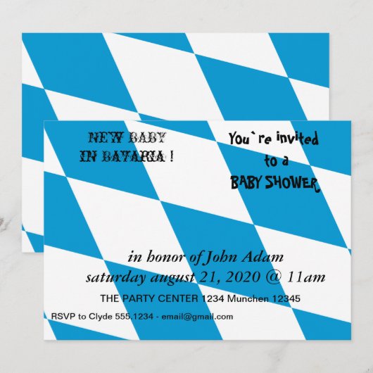 Baby shower Uitnodiging met vlag van Beieren (Voorkant / Achterkant)