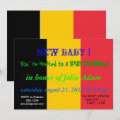 Baby shower Uitnodiging met vlag van België (Voorkant / Achterkant)
