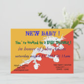 Baby shower Uitnodiging met vlag van Bhutan (Staand voorkant)