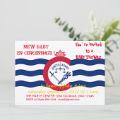 Baby shower Uitnodiging met vlag van Cincinnati (Staand voorkant)