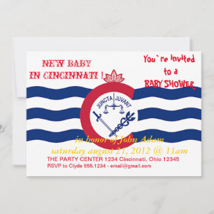 Baby shower Uitnodiging met vlag van Cincinnati