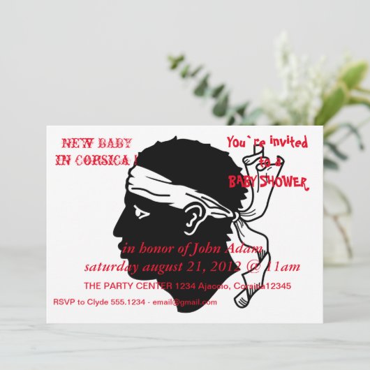 Baby shower Uitnodiging met vlag van Corsica (Staand voorkant)