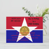Baby shower Uitnodiging met vlag van Dallas (Staand voorkant)