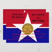 Baby shower Uitnodiging met vlag van Dallas (Voorkant / Achterkant)