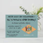 Baby shower Uitnodiging met vlag van Delaware (Staand voorkant)