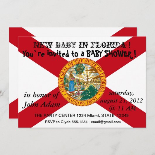 Baby shower Uitnodiging met vlag van Florida (Voorkant / Achterkant)