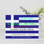 Baby shower Uitnodiging met vlag van Griekenland (Staand voorkant)