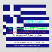 Baby shower Uitnodiging met vlag van Griekenland (Voorkant / Achterkant)