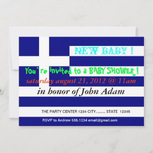 Baby shower Uitnodiging met vlag van Griekenland