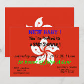 Baby shower Uitnodiging met vlag van Hongkong (Voorkant / Achterkant)