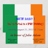 Baby shower Uitnodiging met vlag van Ierland (Voorkant / Achterkant)