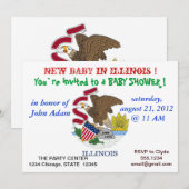 Baby shower uitnodiging met vlag van Illinois (Voorkant / Achterkant)