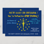 Baby shower uitnodiging met vlag van Indiana (Voorkant / Achterkant)