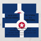 Baby shower uitnodiging met vlag van Indianapolis (Voorkant / Achterkant)
